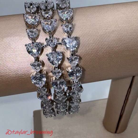 30ct 3 Row Heart Bracelet